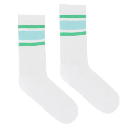 Sport White Socks with Mint Stripe